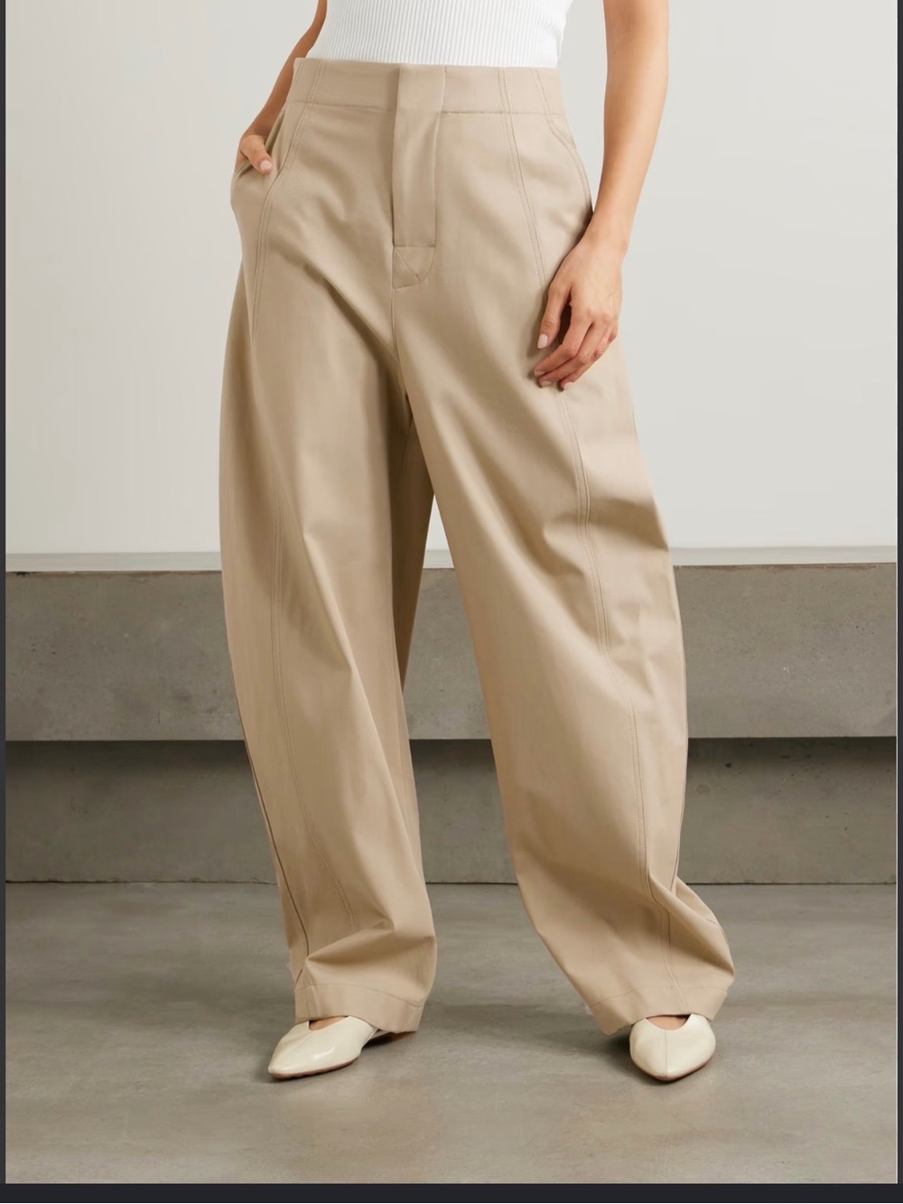 Zara Barrel-Fit Cropped Trousers – Tan/Khaki | Size Medium NWOT